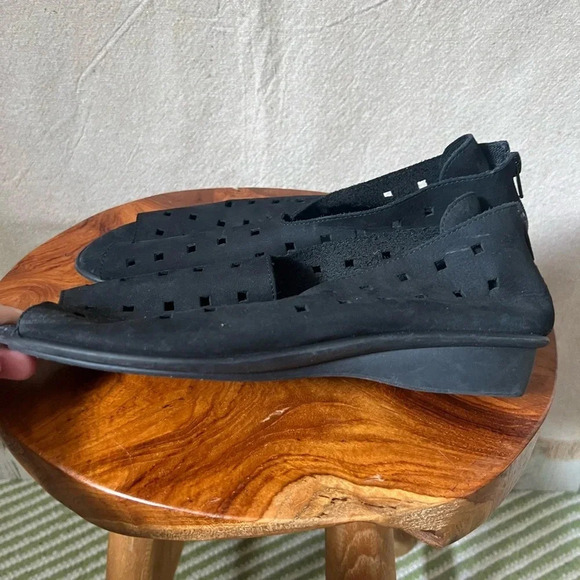 Sesto Meucci Evonne Black Nubuck Shoe Leather Open Toe Slip On Size 12 - Picture 6 of 12